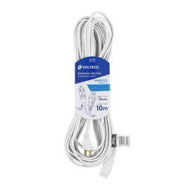 Extensión eléctrica doméstica 10 m clavija recta, blanca  VOLTECK  ED-10BR - Hergui Musical