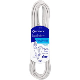 Extension electrica domestica 6 m blanca con clavija plana  VOLTECK   ED-6B - Hergui Musical