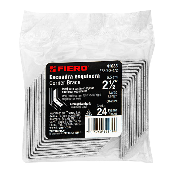 Bolsa con 24 escuadras esquineras 2-1/2