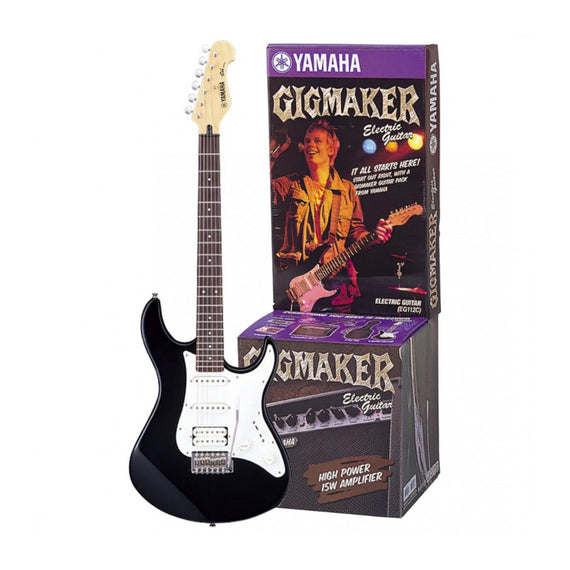PAQUETE DE GUITARRA ELÉCTRICA YAMAHA, AMPLIFICADOR Y ACCESORIOS, HUMX1, SINGLE X2, CARATULA BLANCA COLOR NEGRO  YAMAHA   EG112GPIIBL/0X2 - Hergui Musical