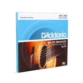 Juego de cuerdas bronce 80/20 ligero .012-.053  DADDARIO   EJ-11 - Hergui Musical