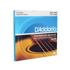 Juego de 12 cuerdas fosforoso bronce, ligero  DADDARIO   EJ-38 - Hergui Musical