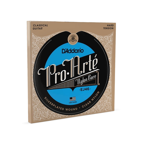 Juego de cuerdas nailon clear, entorchado plata, dura .0285-.044  DADDARIO   EJ-46 - Hergui Musical