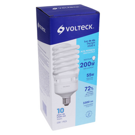 Lámpara espiral t4 55 w alta potencia luz de día, caja  VOLTECK   F-55E4 - Hergui Musical