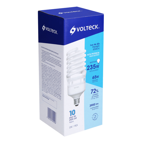 Lámpara espiral t4 65 w alta potencia luz de día, caja   VOLTECK   F-65E4 - Hergui Musical