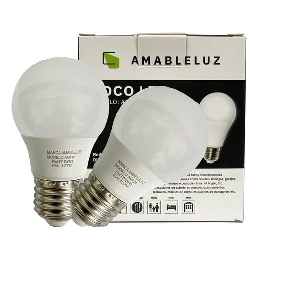 Foco de leds 5w, Luz Fria 6500K  AMABLELUZ   F01W5D - Hergui Musical