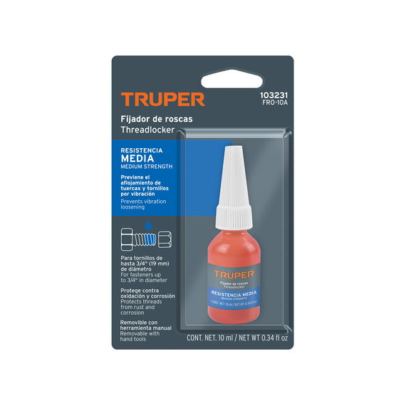 Fijador de roscas, removible, 10 ml, azul, truper  FRO-10A - Hergui Musical