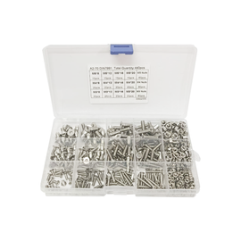 Paq. de 440 tornillos y tuercas de cabeza plana hexagonal de acero inoxidable M3 M4 M5   GS02336