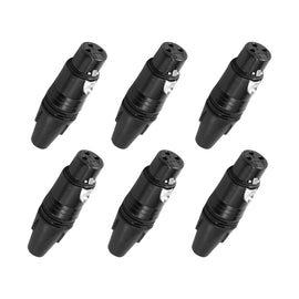 PAQ. 6 PZAS. DE PLUG CANON HEMBRA C/ SEGURO NEGRO CROMO  KAPTON   JA-148BK(6) - Hergui Musical