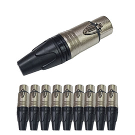 PAQ. 10 PZAS. DE PLUG HEMBRA CANNON NICKEL NEGRO CROMO  KAPTON   JA-148N(10) - Hergui Musical