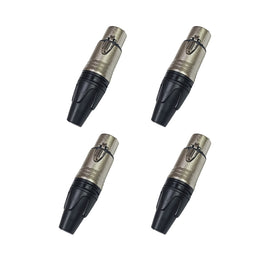 PAQ. 4 PZAS. DE PLUG HEMBRA CANNON NICKEL NEGRO CROMO  KAPTON   JA-148N(4) - Hergui Musical