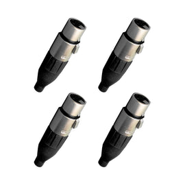 PAQ. 4 PZAS. DE PLUG CANNON HEMBRA 3 POLOS PROFESIONAL C/ SEGURO  KAPTON   JA-155BK(4) - Hergui Musical