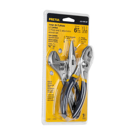 Juego de 2 pinzas y 1 llave ajustable mango de vinil  PRETUL   28216 - Hergui Musical