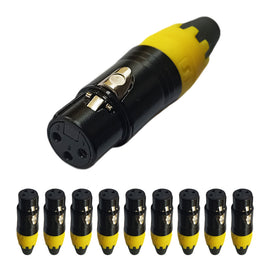 PAQ. 10 PZAS. DE PLUG CANON HEMBRA AMARILLO  SOLCOR   JKCANA(10) - Hergui Musical