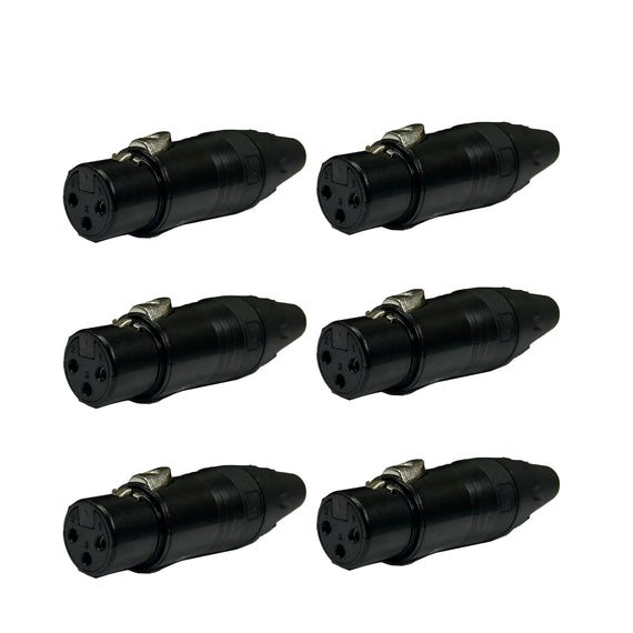 PAQ. 6 PZAS. DE PLUG CANON HEMBRA NEGRO  SOLCOR   JKCANN(6) - Hergui Musical