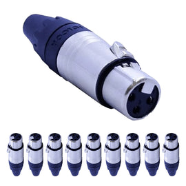 PAQ. 10 PZAS. DE PLUG CANON HEMBRA PLATEADO  SOLCOR   JKXLRN(10) - Hergui Musical