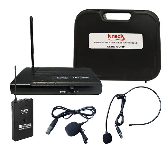 SISTEMA DE MICROFONO DE DIADEMA Y SOLAPA INALAMBRICO KRACK   KMIC-6UHF - Hergui Musical