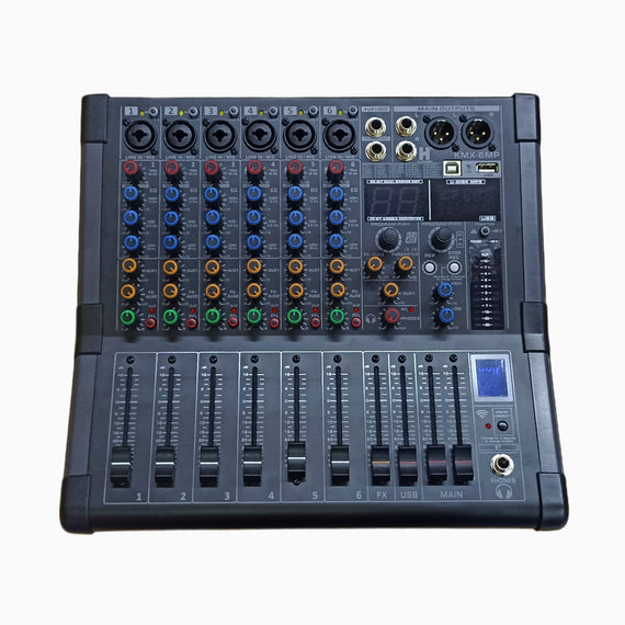 Mezcladora pasiva 6 canales, efectos DSP, Bluetooth, ecualizador  HARDEN   KMX-6MP - Hergui Musical