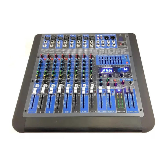 MEZCLADORA AMPLIFICADA 12 CANALES 500w x 2 canales 256 EFECTOS  BLUETOOTH/USB   HARDEN   KMX-P125 - Hergui Musical