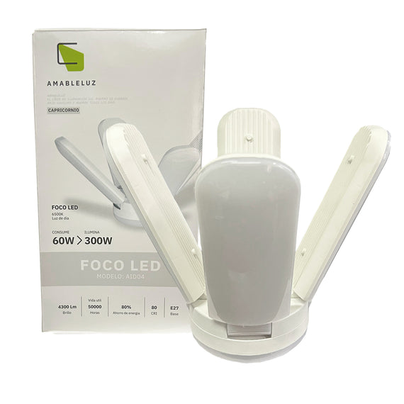Foco de leds 60w Capricornio, 4 Aletas, Luz Fria 6500w AMABLELUZ   L01W60 - Hergui Musical