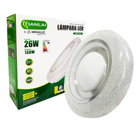 Lámpara con alimentación E27 110v, Consumo 26w, carcasa de plástico, temperatura de luz 3000K, 4000K, 6500K  TIANLAI   LE27M17W26 - Hergui Musical
