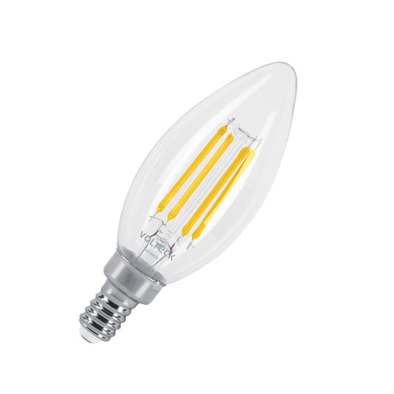 LAMPARA LED TIPO 4W CON FILAMENTO BASE E 12 LUZ CALIDA  VOLTECK   LED-V4F2C - Hergui Musical