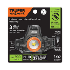 Linterna de minero led 1100 lm, recargable, truper expert   LI-CA-900RX - Hergui Musical