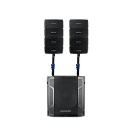 SISTEMA AUDIOBAHN DE AUDIO 500w RMS CON SUBWOOFER 15" + DOS SATÉLITES CON 4 MEDIOS DE 4", REPRODUCTOR USB y BLUETOOTH  LINE15X - Hergui Musical