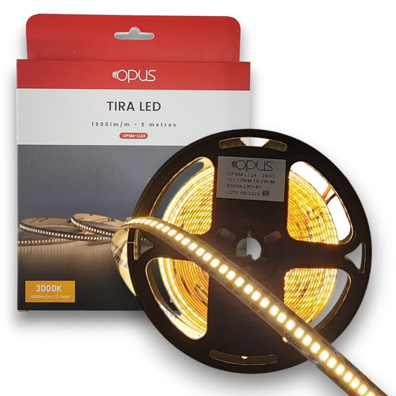 TIRA DE LUZ LED 12v, 5m, 2700K Luz Cálida, 240 leds x metro  OPUS  OPSM-LL24 - Hergui Musical