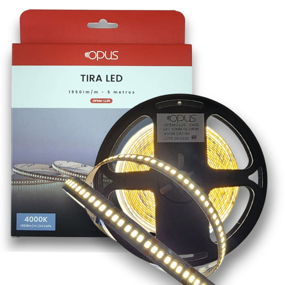 TIRA DE LUZ LED 24v, 5m, 4000K Luz Neutra, 240 leds x metro  OPUS  OPSM-LL25 - Hergui Musical
