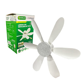 Lámpara con ventilador de techo, 20.5" de diámetro, plástico y acrílico, Consumo 18w  TIANLAI  LV30W19 - Hergui Musical