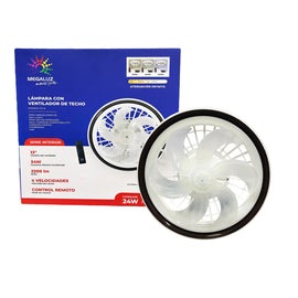 Ventilador de techo 13", 4 velocidades, 6 Aspas, temporizador, color de lámpara frío y cálido   MEGALUZ LED   LV34W13