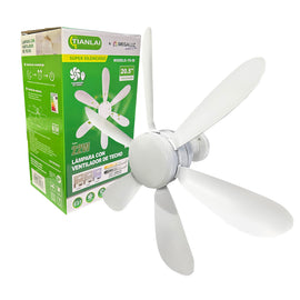 Lámpara con ventilador de techo, 20.5" de diámetro, Base E27, consumo 22w  TIANLAI  LV51W22 - Hergui Musical