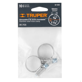 Bolsa c/2 abrazaderas sin fin # 10, 3/4 - 1-1/16",  TRUPER   M-10B - Hergui Musical
