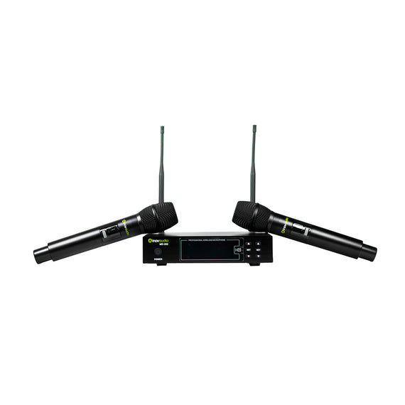 SISTEMA DE 2 MICRÓFONO DE MANO, ANTENAS DESMONTABLES, 50m DISTANCIA DE TRANSMISIÓN  INOVAUDIO  MD-202 - Hergui Musical
