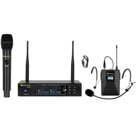 SISTEMA DE 1 MICRÓFONO DE MANO y 1 MICRÓFONO DE SOLAPA Ó GUITARRA, ANTENAS DESMONTABLES, 50m DISTANCIA DE TRANSMISIÓN  INOVAUDIO  MIL-202 - Hergui Musical
