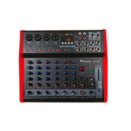 MEZCLADORA AMPLIFICADA 8 CANALES (4 DIRECTOS, 4 COMPARTIDOS) 150w RMS x 2, PHANTOM, BLUETOOTH  SOUNDTRACK   MIX-8PC - Hergui Musical