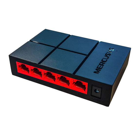 Mini Switch MERCUSYS MS105G, Negro, 5 puertos, RJ-45  SWTMER030 - Hergui Musical