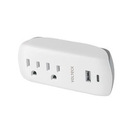 Multicontacto de pared, 2 contactos y 2 usb a+c, volteck  MUL-202U - Hergui Musical