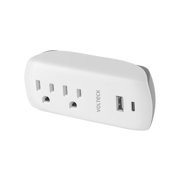 Multicontacto de pared, 2 contactos y 2 usb a+c, volteck  MUL-202U - Hergui Musical
