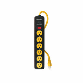 Multicontacto 14 awg, 6 entradas sup. De picos 600 j, negro  VOLTECK  MUL-660N