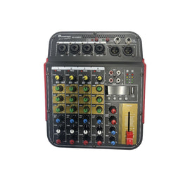 Mezcladora pasiva 6 canales (4 Directos, 2 Compartidos), Phantom, bluetooth, USB, MP3 Player  SOUNDTRACK   MX-606DSP - Hergui Musical
