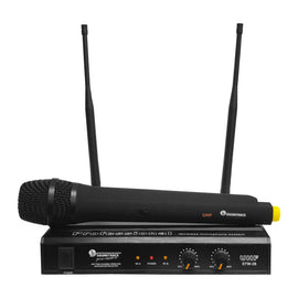 SISTEMA DE MICRÓFONO INALÁMBRICO UN MICRÓFONO DE MANO Y OTRO DE DIADEMA O SOLAPA, DOBLE ANTENA, DOS CANALES FRECUENCIAS FIJAS   SOUNDTRACK   STW-28HUL - Hergui Musical