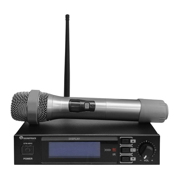 SISTEMA INALÁMBRICO DE 1 MICRÓFONO INALÁMBRICO, SEÑAL UHF, FRECUENCIAS VARIABLES  SOUNDTRACK   STW-46HU - Hergui Musical