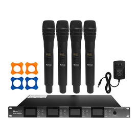 Sistema inalámbrico de 4 micrófonos de mano UHF, 640-690 MHz, montable en rack  SOUNDTRACK  STW-4500HH - Hergui Musical
