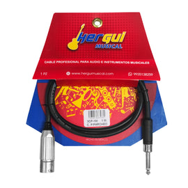 Cable 1m de plug 6.3mm macho mono a canon macho  SKY GOLD  PBK  3CP-1M - Hergui Musical