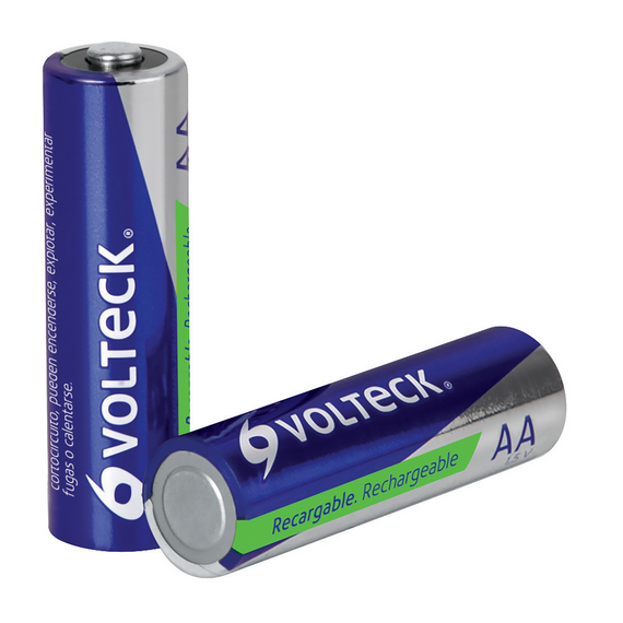 BLISTER CON 2 PILAS AA RECARGABLES LARGA DURACION 2500mah   VOLTECK   RE-AA
