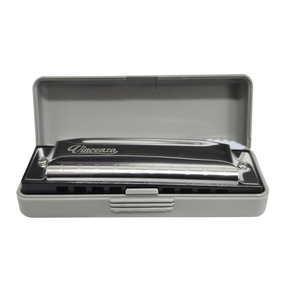 ARMÓNICA DE PLÁSTICO, COLOR PLATA, 