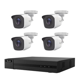 KIT TurboHD 1080p HIKVISION  / DVR 4 canales / 4 Cámaras Bala de Metal / H.265+ / 1 Fuente de Poder Profesional / Accesorios de Instalación  HL24LQKITS-M(B) - Hergui Musical