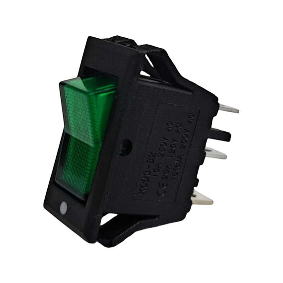 SWITCH BALANCIN CON PILOTO 3 PATAS 1P-1T VERDE   RADOX   835-066